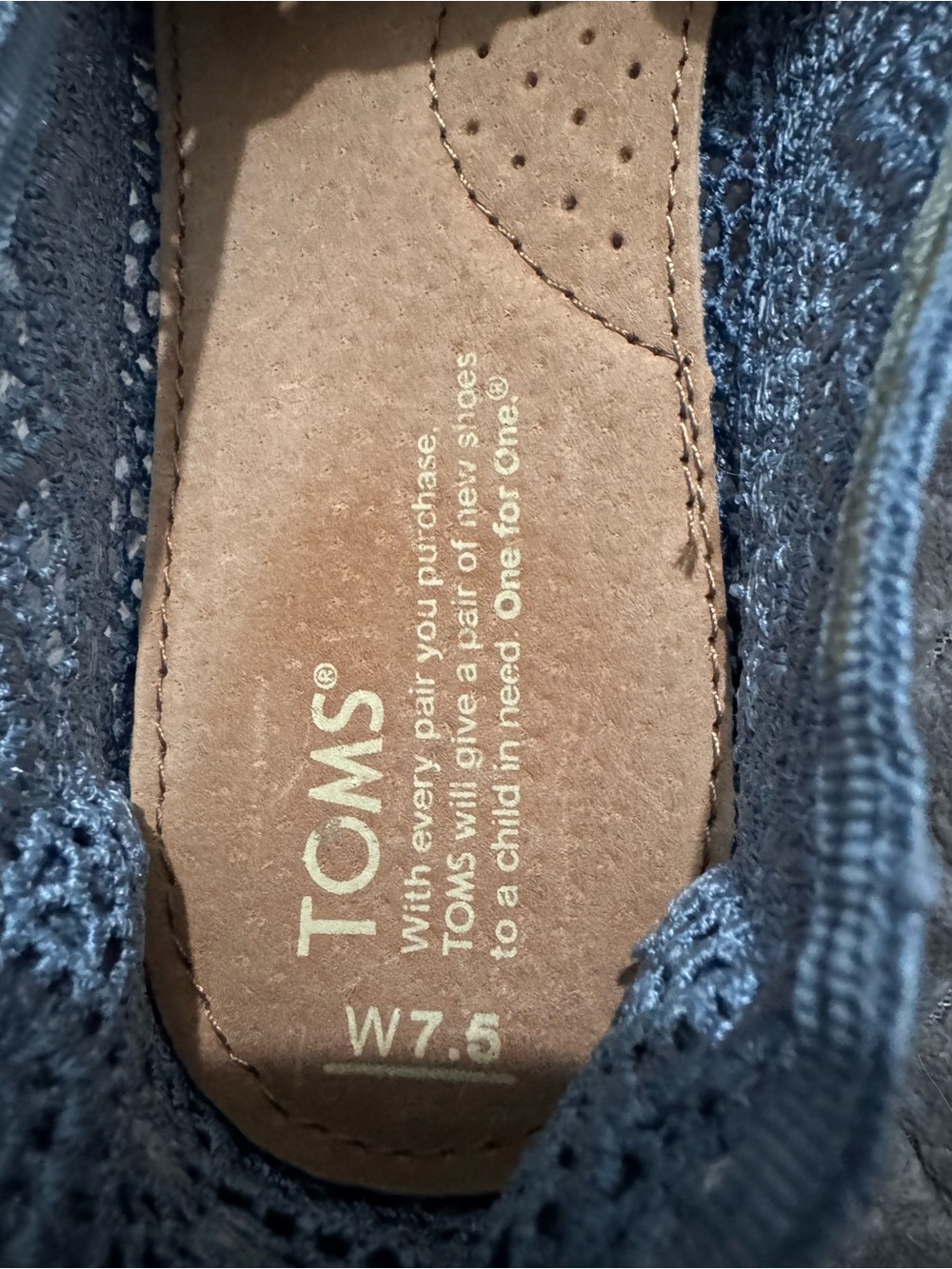 Toms Women’s Light Blue Crochet Slip-On Flats - Picture 5 of 6